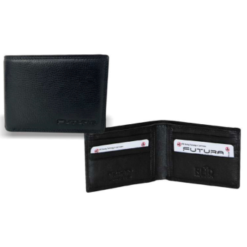 Futura Mens RFID Protected Slim Genuine Leather Wallet - Black