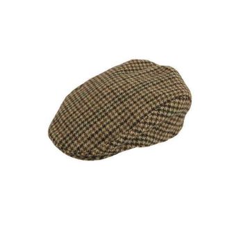 DENTS Abraham Moon Tweed Flat Cap Wool Ivy Hat Driving Cabbie Quilted 1-3038 - Brown - Large