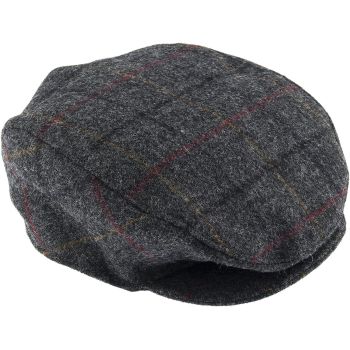 DENTS Abraham Moon Tweed Flat Cap Wool Ivy Hat Driving Cabbie Quilted 1-3038 - Charcoal - Large