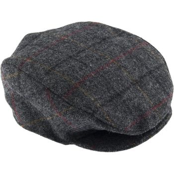 DENTS Abraham Moon Tweed Flat Cap Wool Ivy Hat Driving Cabbie Quilted 1-3038 - Charcoal - X-Large