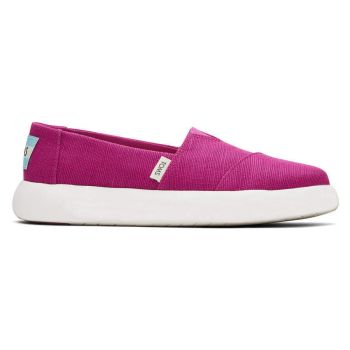 TOMS Womens Canvas Slip On Shoes Sneakers Flats Platform Espadrilles - Fuchsia Pink - US 7