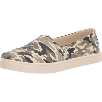 TOMS Womens Casual Canvas Slip On Sneakers Shoes Espadrilles - Army Camo Camouflage - US 9