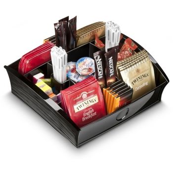 CEP Tea Coffee Storage Home Office Organizer Organiser Distributor Tray - Black