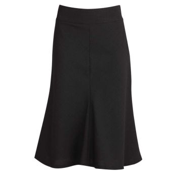 Womens Fluted 3/4 Length Below Knee Skirt Work Business - Black - 26