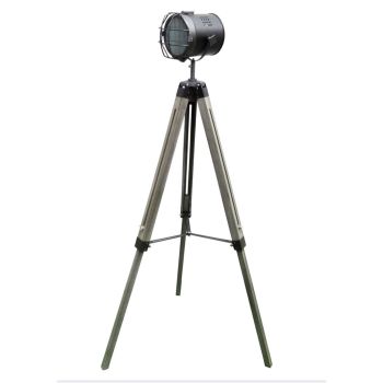 139cm Nautical Tripod Floor Lamp w Steel Grey Lamp Head Searchlight Spot Light Modern