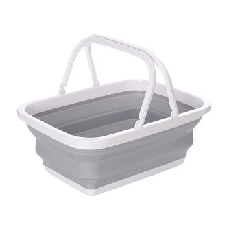 9L Collapsible Laundry Basket Washing Clothes w/Handles Bin Foldable - Grey/White