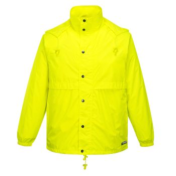 HUSKI STRATUS RAIN JACKET Waterproof Workwear Concealed Hood Windproof Packable - Yellow Fluro - 3XL