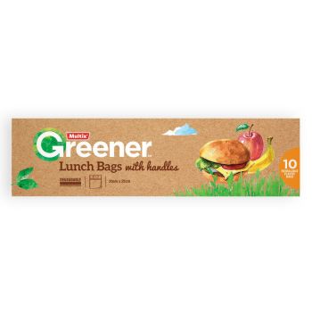 Multix Pk10 Greener Lunch Bags With Handles Degradable 20Cm X 25Cm