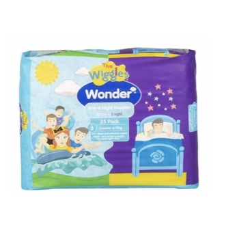 Wonder Pk25 the Wiggles Day & Night Nappies Diapers Crawler 6 - 11 Kg Size 3