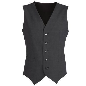 Mens Wool Blend Vest w/ Knitted Back Waistcoat Sleeveless Wool Blend - Charcoal - 102