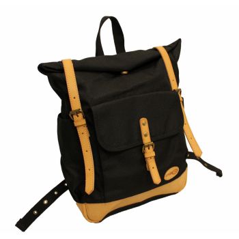 FIB Water Resistant Backpack Canvas Dry Bag w Roll Top Closure - Black