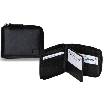 Futura Mens Zip Around Leather Wallet RFID Gift - Black