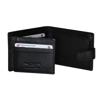 Futura Mens RFID Leather Coin Fold Over Wallet - Black