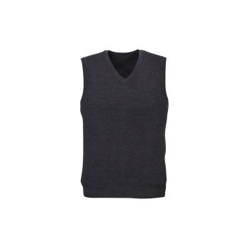 Mens Wool Blend V Neck Vest Sleeveless Double Knit  - Charcoal - 2X-Large