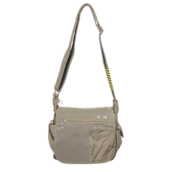 FIB Mens Flapover Shoulder Bag Cross Body Travel Satchel Shoulder Strap - Sand