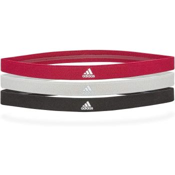 Adidas 3-Pack Sports Hair Bands Taining Stretch Headband - Black/Grey/Burgundy