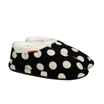 ARCHLINE Orthotic Slippers CLOSED Arch Scuffs Pain Moccasins Relief - Black/White Polka Dots - EUR 35 (Womens 4 US)