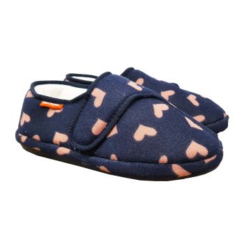 ARCHLINE Orthotic Plus Slippers Closed Scuffs Pain Relief Moccasins - Navy Hearts - EU 35