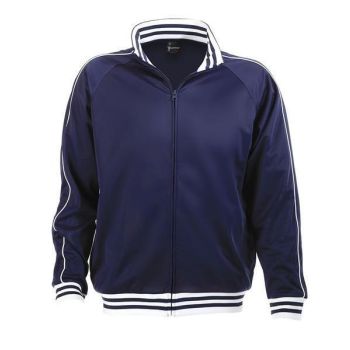 Identitee Mens Varsity Track Suit Top Jacket Jumper Long Sleeve Sunset Urban Casual - Navy - Large