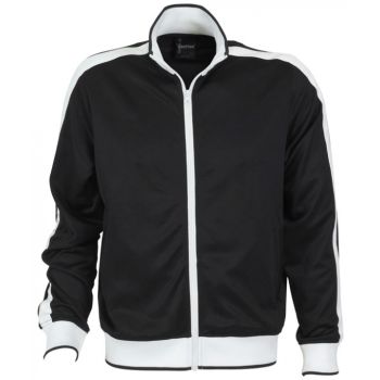 Identitee Mens Varsity Track Top Jacket Tracksuit Warm Winter Jumper Long Sleeve - Black/White - M