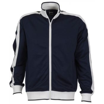 Identitee Mens Varsity Track Top Jacket Tracksuit Warm Winter Jumper Long Sleeve - Navy/White - 3XL