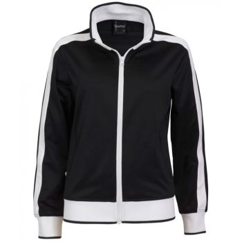 Identitee Ladies Track Top Jacket Tracksuit Warm Winter Full Zip Varsity Jumper - Black/White - XL (18-20)