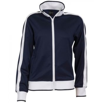 Identitee Ladies Track Top Jacket Tracksuit Warm Winter Full Zip Varsity Jumper - Navy/White - S (6-8)