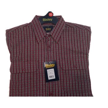 BISLEY SEERSUCKER SHORT SLEEVE SHIRT Plus King Size Work Cotton Blend Check - BS2770_CBKR (BKR) - L