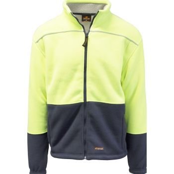 HI VIS Polar Fleece Sherpa Jacket Full Zip Thick Lined  Winter Safety Jumper - Yellow - 3XL