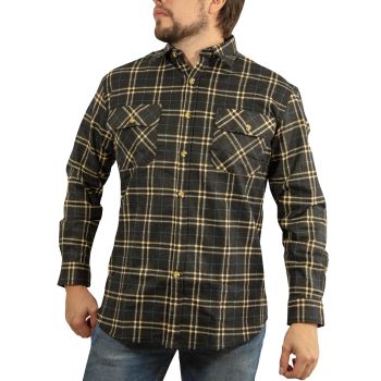 Mens FLANNELETTE SHIRT Check 100% COTTON Flannel Vintage Long Sleeve - 99 (Full Placket) - M