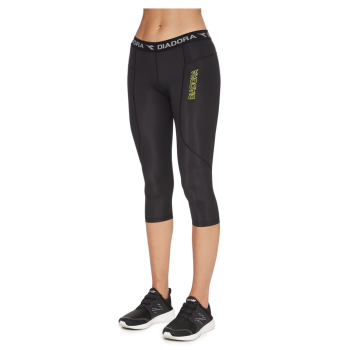 DIADORA Ladies Compression Sports 3/4 Tights Gym Yoga Thermals - Black - 16