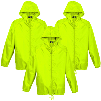 3x Youth Spray Jacket Outdoor Casual Hike Rain Sport Waterproof - Fluoro Lime