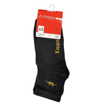 Kappa Mens Ankle Socks - Charcoal - 1 Pack of 3 - EU 42-44