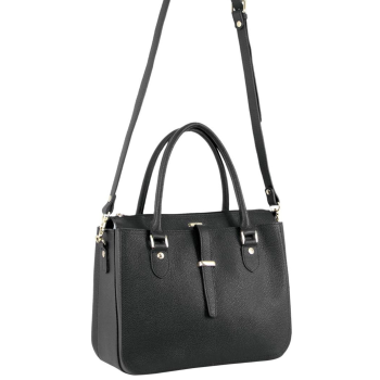 Morrissey Italian Womens Structured Leather Handbag Ladies Bag - Black