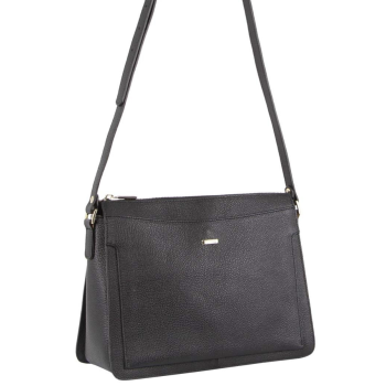 Morrissey Italian Structured Leather Cross Body Handbag Tote Bag (MO3162) - Black