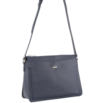 Morrissey Italian Structured Leather Cross Body Handbag Tote Bag (MO3162) - Navy