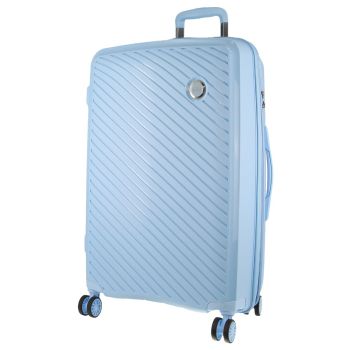 Pierre Cardin Inspired Milleni Checked Luggage Bag Travel Carry On Suitcase 75cm (124L) - Blue