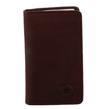 Milleni Genuine Italian Leather Credit Card Holder Money Cash Wallet - Brown