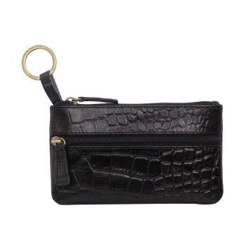 Pierre Cardin Ladies Womens Genuine Leather RFID Coin Purse Wallet - Black (Croc)