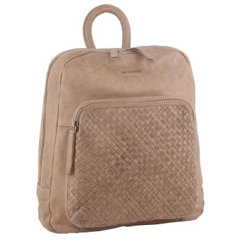 Pierre Cardin Womens Woven Leather Backpack Bag - Taupe