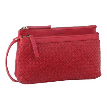 Pierre Cardin Woven Ladies Crossbody/ Clutch Bag - Red