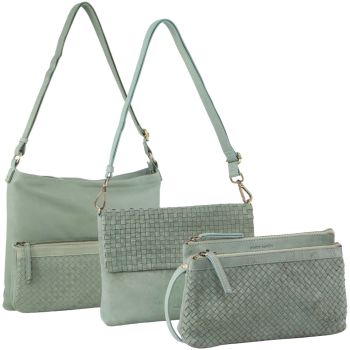 3-Piece SetÂ Pierre Cardin Womens Woven Cross-Body Bag - Mint Green