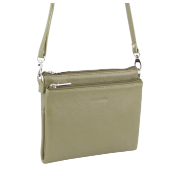 Pierre Cardin Ladies Cross Body Bag Leather Clutch Shoulder Sling Womens  - Sage