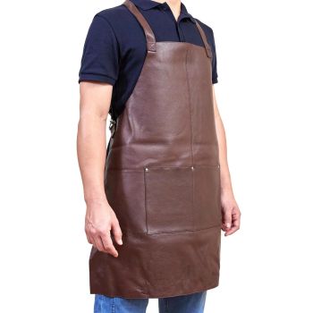 Pierre Cardin Professional Leather Apron Butcher Woodwork Hairdressing Barber Chef - Brown