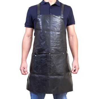 Pierre Cardin Professional Leather Apron Butcher Woodwork Hairdressing Barber Chef - Black