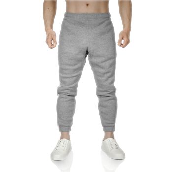 Mens Fleece Skinny Track Pants Jogger Gym Casual Sweat Trackies Warm Trousers - Grey Marle/White Stripe - L