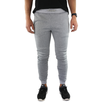 Mens Skinny Track Pants Joggers Trousers Gym Casual Sweat Cuffed Slim Trackies Fleece - Heather Grey - S