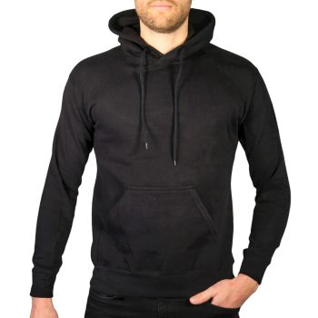 Adult Mens 100% Cotton Fleece Hoodie Jumper Pullover Sweater Warm Sweatshirt - Black - L