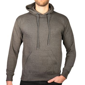 Adult Mens 100% Cotton Fleece Hoodie Jumper Pullover Sweater Warm Sweatshirt - Charcoal Grey - XL