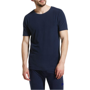 Mens Thermal Short Sleeve Top Microfleece Baselayer Underwear T Shirt - Navy - L